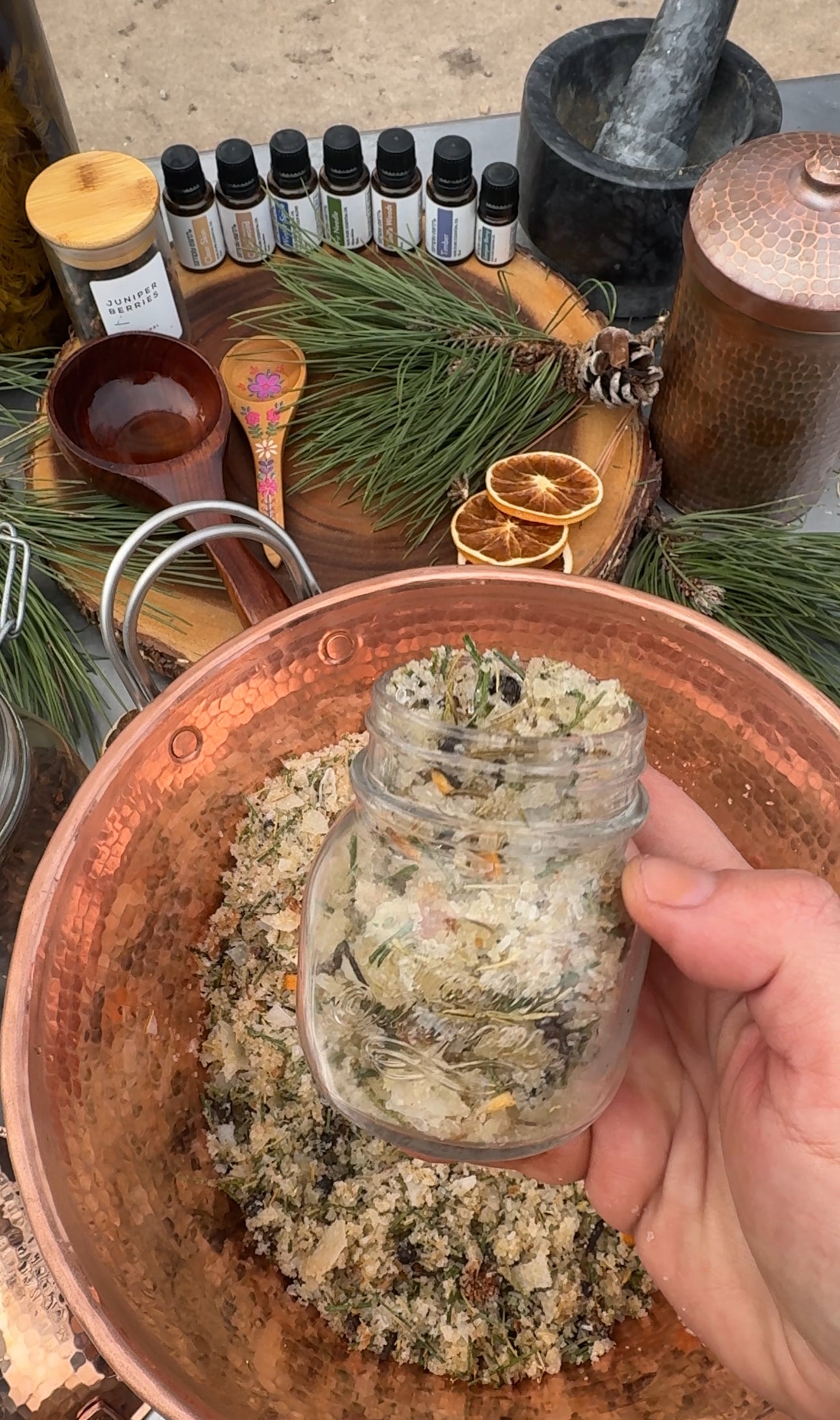 Wild Foraged Warming Pine Bath Salts (3oz glass jar)