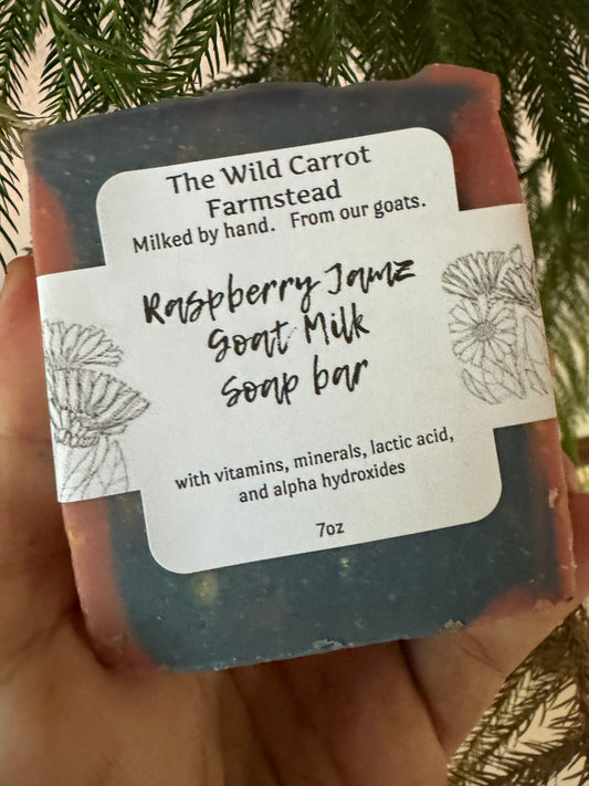 Raspberry Jamz Goat Milk Soap (7oz bar)