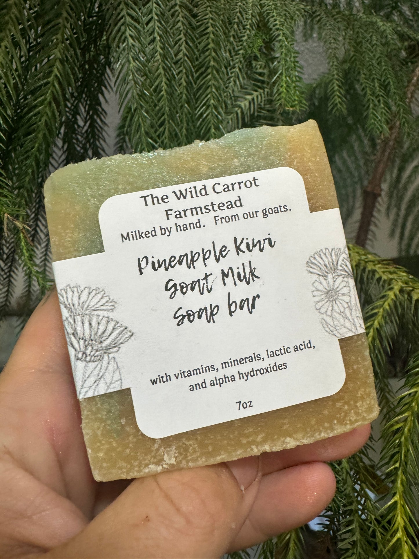 Pineapple Kiwi Goat Milk Soap Bar (large 7oz bar)