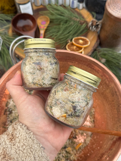 Wild Foraged Warming Pine Bath Salts (3oz glass jar)