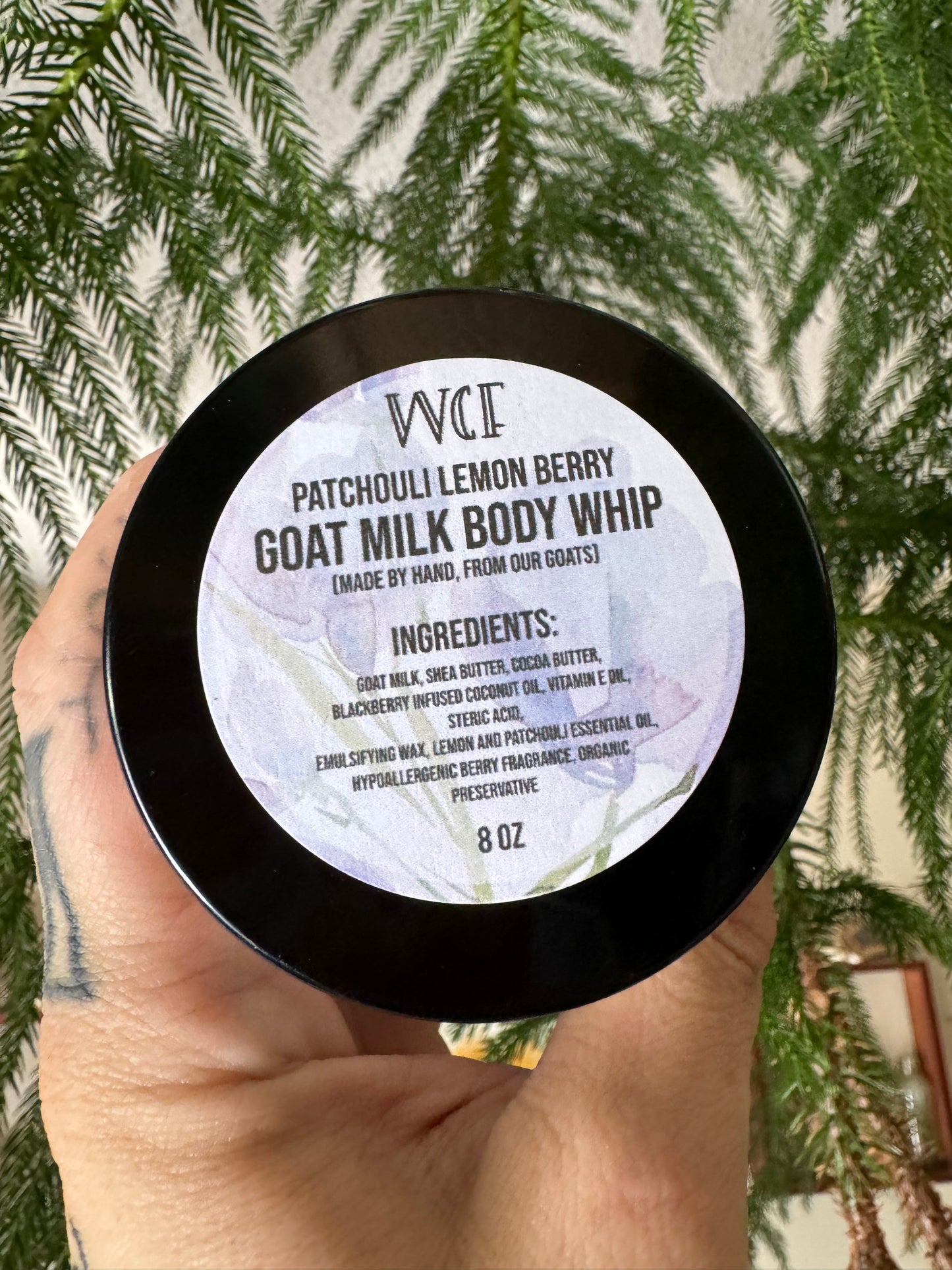 Patchouli Lemon Berry Goat Milk Whip (8oz glass jar)