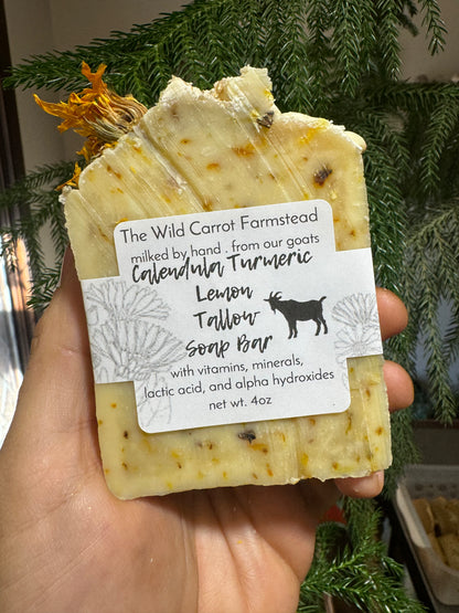 Calendula Turmeric Lemon Tallow Soap Bar (4oz bar)