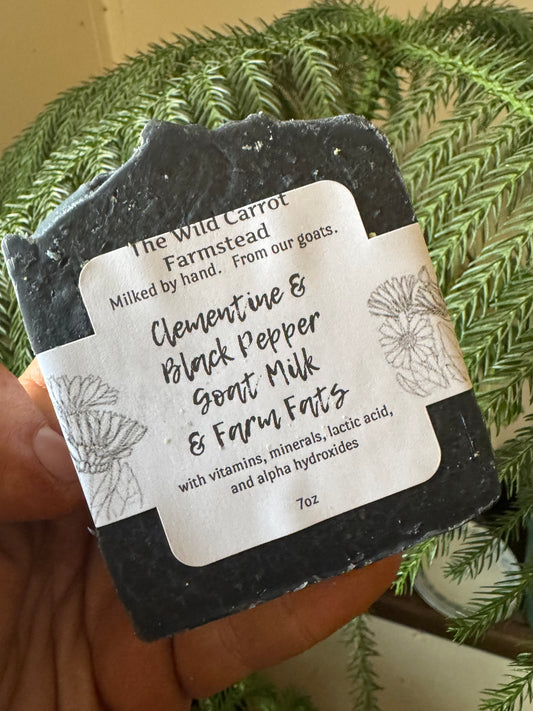 Clementine & Black Pepper Goatmilk & Farm Fats Soap (7oz bar)