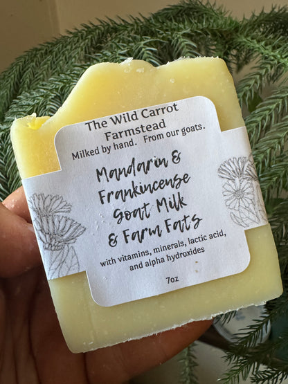 Mandarin & Frankincense Goat Milk & Farm Fats Soap (7oz bar)