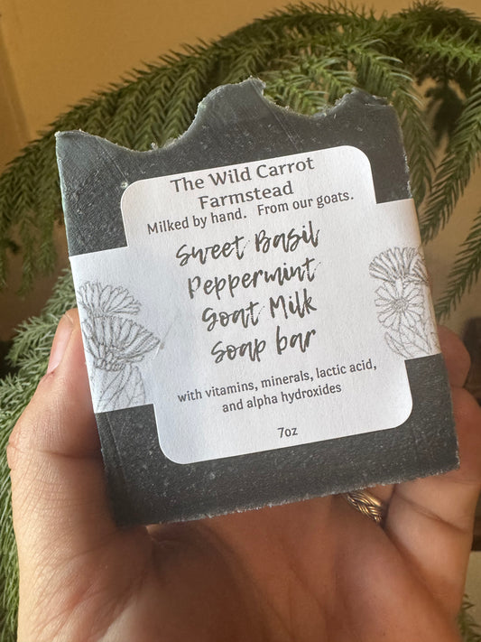 Sweet Basil & Peppermint Goat Milk Soap Bar (7oz)